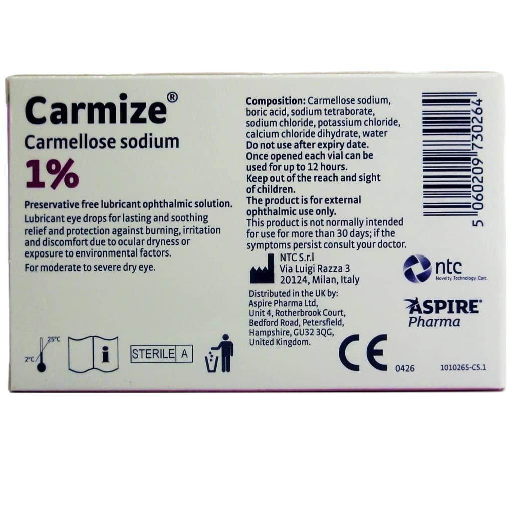 Carmize Carmellose Sodium Eye Drops 1% 0.4ml x 30 Unit Dose Vials - Carmize EasyMeds Pharmacy