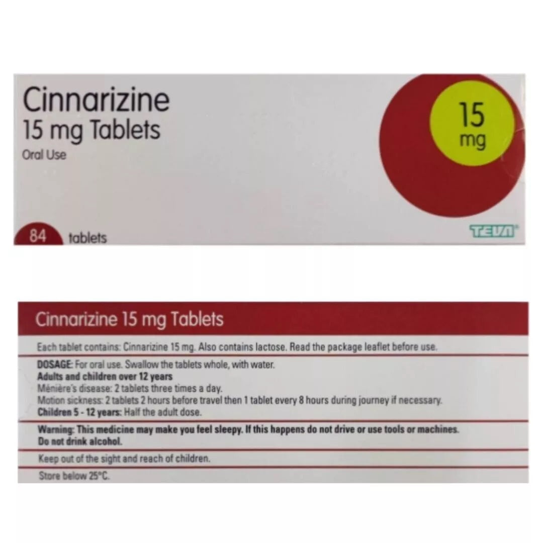 Cinnarizine 15mg Tablets x 84 | EXP NOV 24 | Travel Sickness/Meniere's/Vertigo - EasyMeds Pharmacy EasyMeds Pharmacy