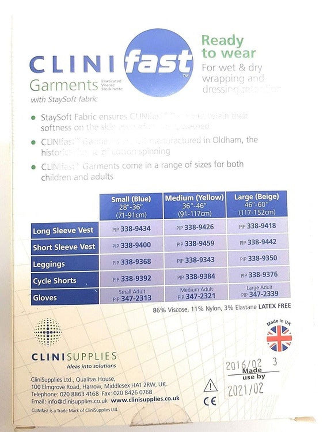 Clinifast Garments Long Sleeve Vest Adult Small 28''-36'' (71-79cm) - Clinifast EasyMeds Pharmacy