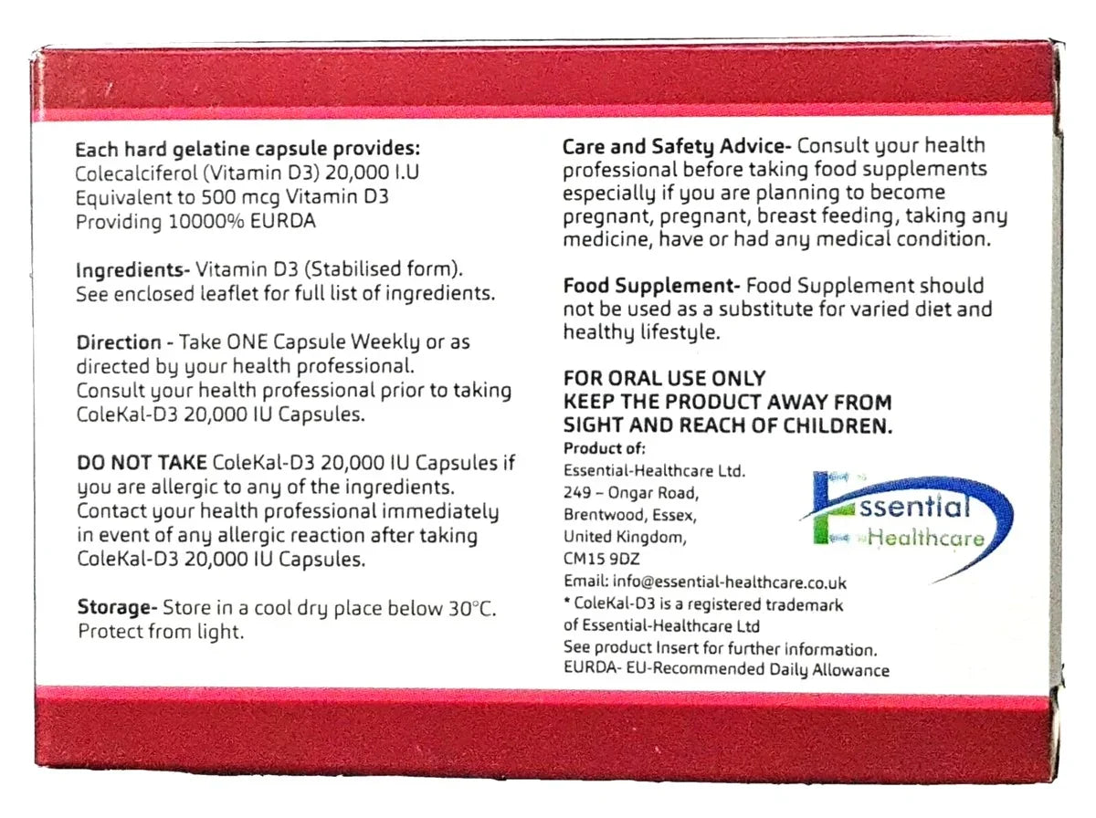 COLEKAL-D3 Vitamin D3 20000IU Capsules x 30