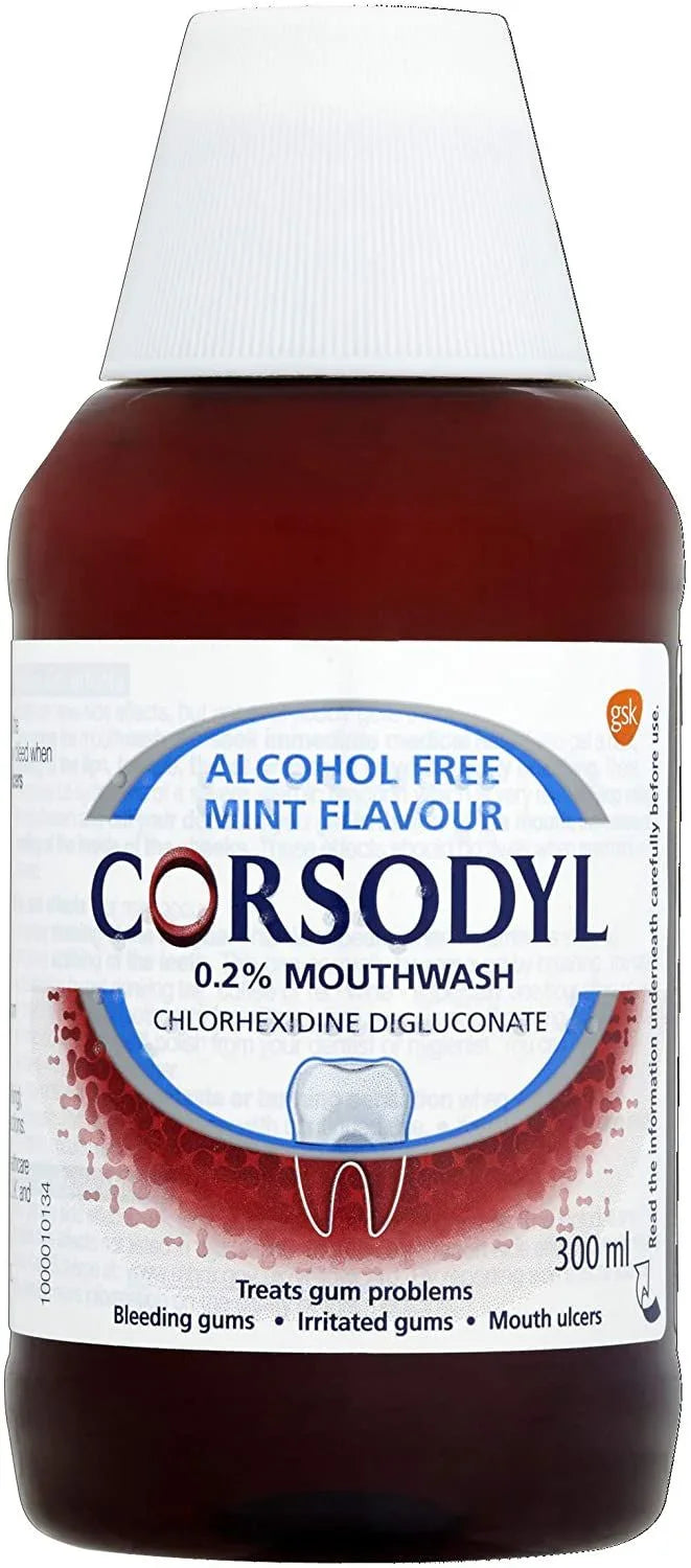 Corsodyl 0.2% Mouthwash Mint - Gum Disease & Bleeding 300ml - Glaxo SmithKline EasyMeds Pharmacy
