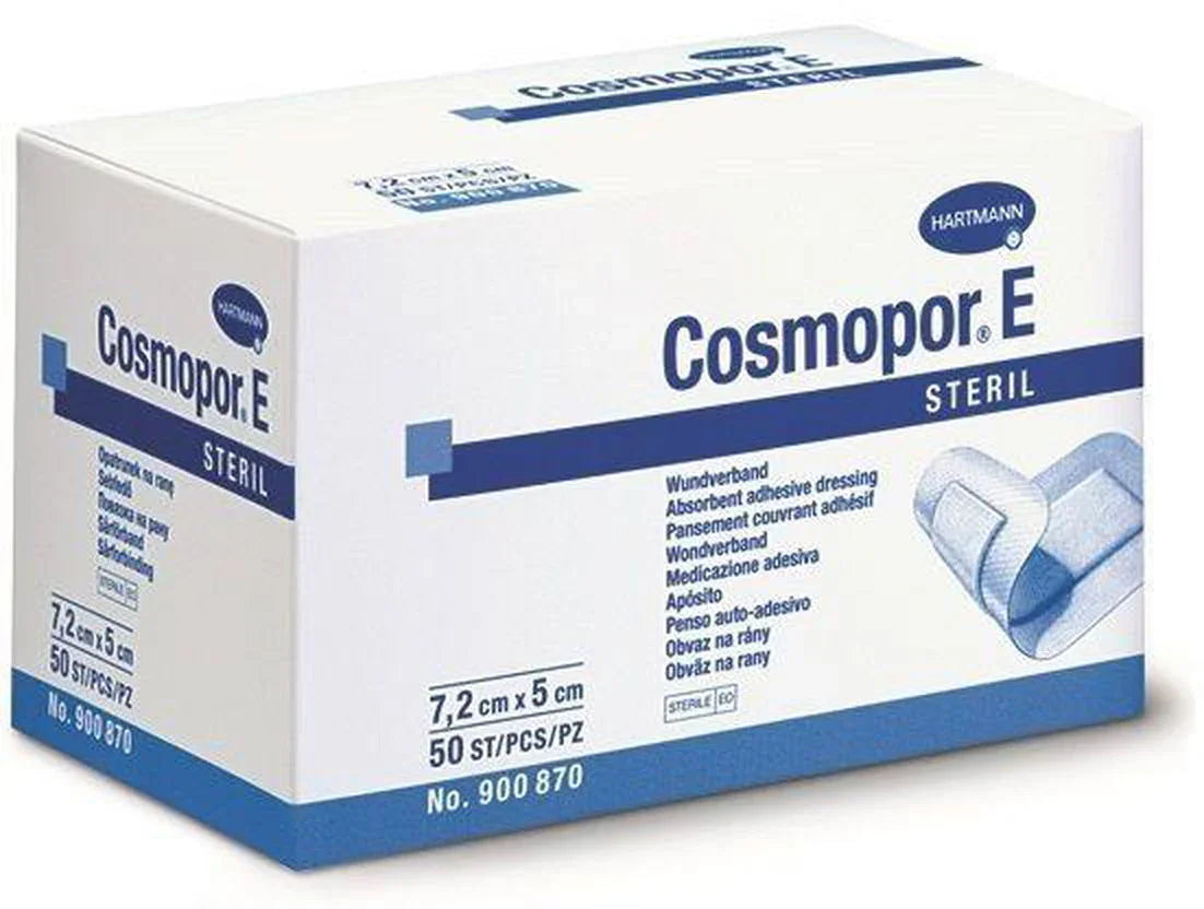 Cosmopor E Sterile Adhesive Wound Dressings 7.2cm x 5cm x 50 Surgical Cuts Burns - Hartmann EasyMeds Pharmacy
