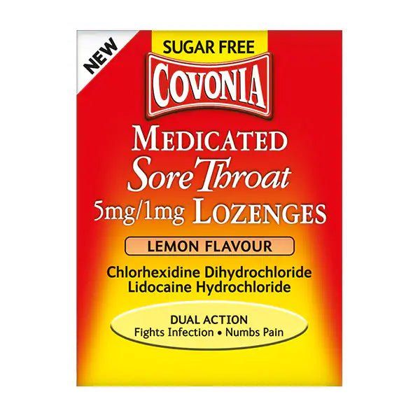 Covonia Medicated Sore Throat Lemon Lozenges x 36 - Thornton & Ross EasyMeds Pharmacy