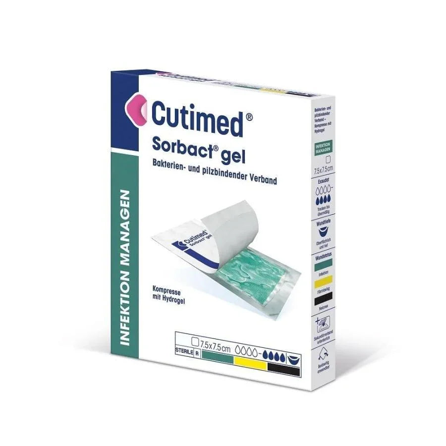Cutimed Sorbact Gel Dressings 7.5cm x 7.5cm x 10 Antibacterial Hydrogel - BSN Medical EasyMeds Pharmacy