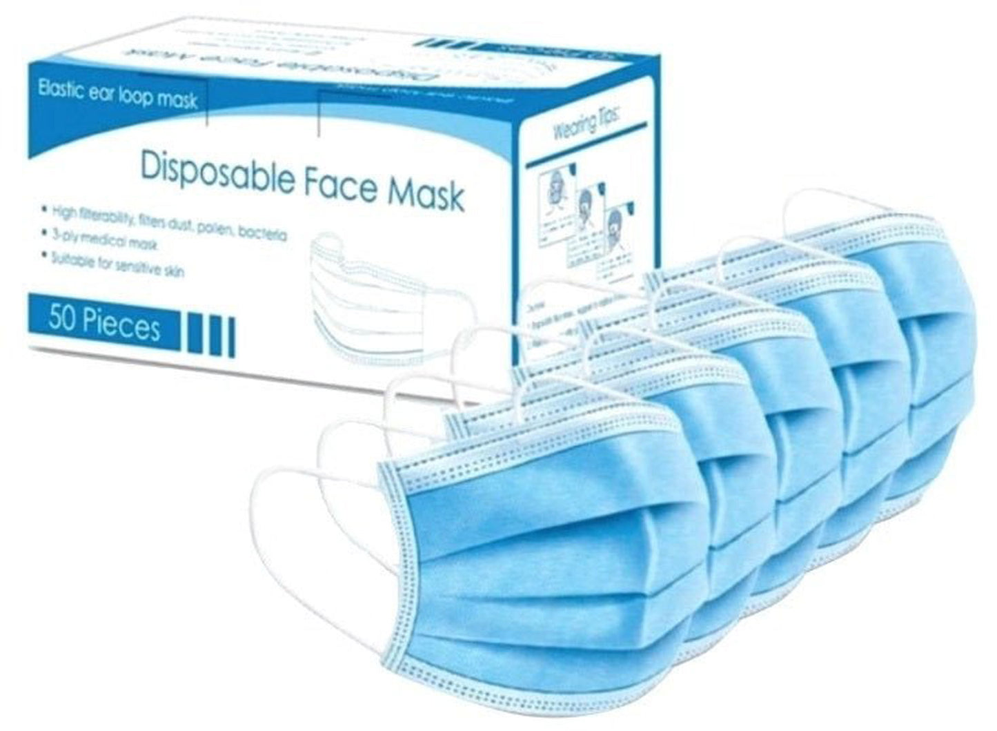 Disposable 3-Ply Face Cover - Pack of 50 - EasyMeds Healthcare LTD EasyMeds Pharmacy