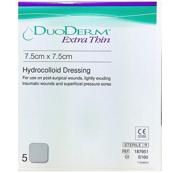 Duoderm Extra Thin Dressings 7.5 cm x 7.5cm x 5 Hydrocolloid S160 - Convatec EasyMeds Pharmacy
