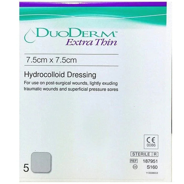 Duoderm Extra Thin Dressings 7.5 cm x 7.5cm x 5 Hydrocolloid S160 - Convatec EasyMeds Pharmacy