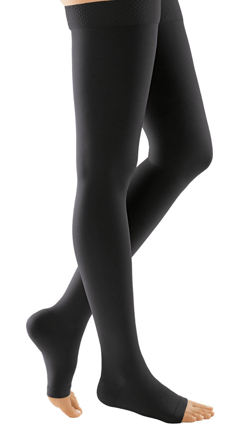 Duomed Soft Class 2 Thigh Length Open Toe Compression Stockings Black Small - Duomed EasyMeds Pharmacy