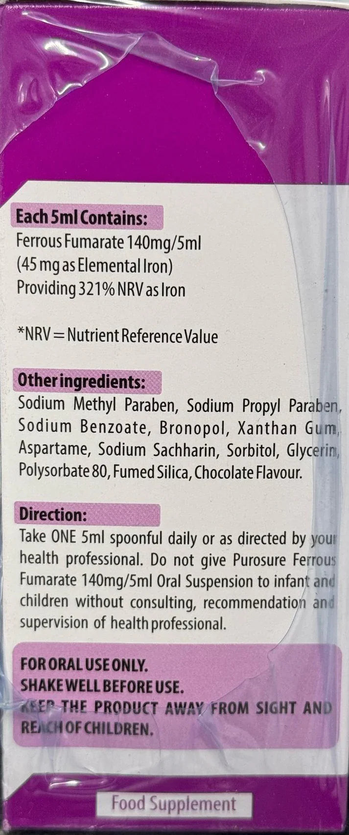 Ferrous Fumarate 140mg/5ml Suspension 200ml Chocolate Flavour (Galfer Syrup Equivalent)