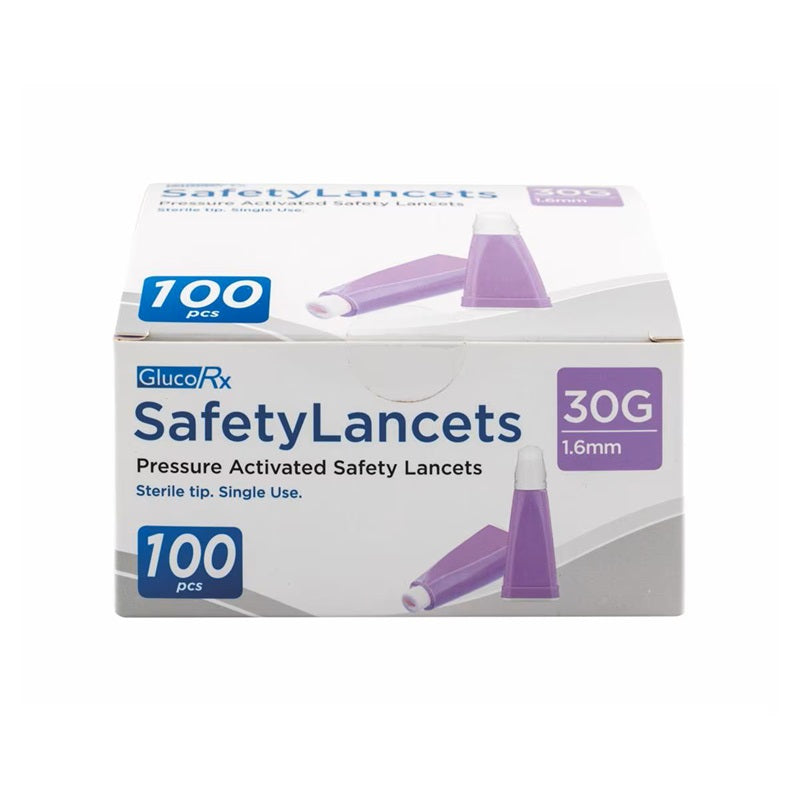 Glucorx Lancets / Safety Lancets 30g x 1.6mm x 100
