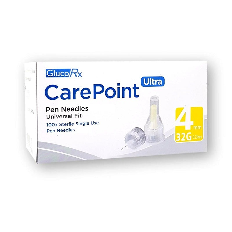 Glucorx Carepoint Pen Needles Ultra 4mm 32G x 100