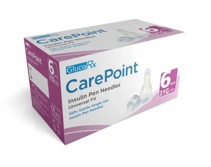 Glucorx Carepoint Pen Needles 31g x 6mm x 100 - Glucorx EasyMeds Pharmacy