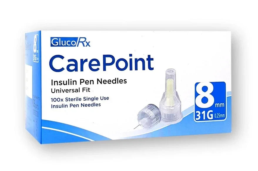 Glucorx Carepoint Pen Needles 31g x 8mm x 100 - Glucorx EasyMeds Pharmacy