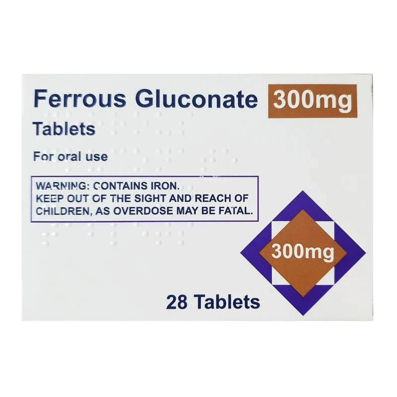 KENT Pharma Ferrous Gluconate Iron Tablets 300mg x 28