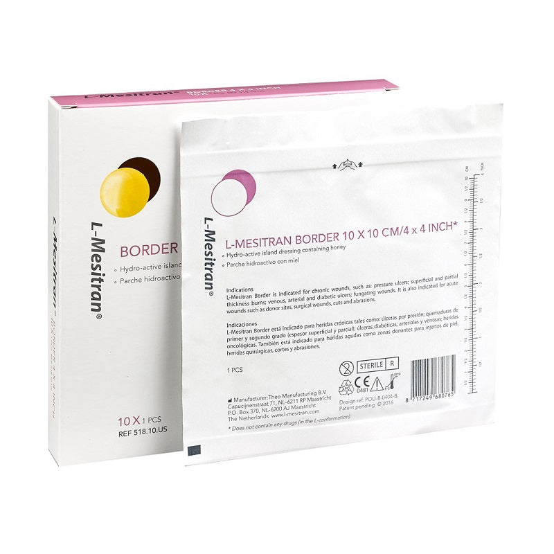 L-Mesitran Border Wound Dressings 10cm x 10cm x 10
