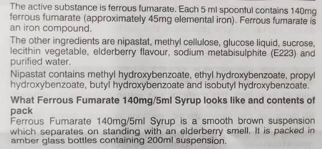 Ferrous fumarate 140mg/5ml Syrup 200ml (Galfer Syrup Equivalent)