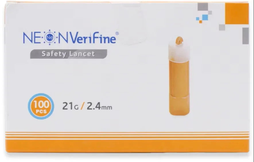 Neon Verifine Safety Lancets 21G 2.4mm x 100