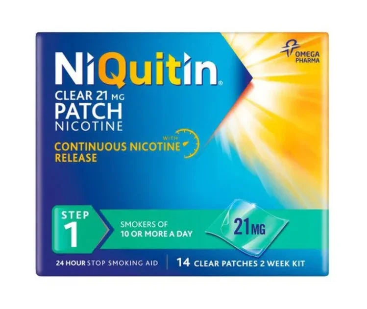 NiQuitin CQ Clear Patches (Step 1) 21mg x 14 - NiQuitin EasyMeds Pharmacy
