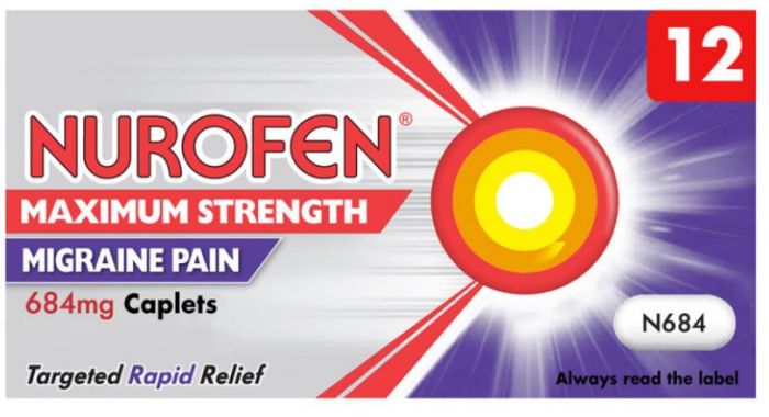 Nurofen Max Migraine Caplets Ibuprofen Lysine 684mg x 12 - Reckitt Benckiser EasyMeds Pharmacy