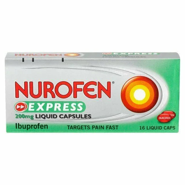 Nurofen Express Liquid Capsules x16 Ibuprofen 200mg - Nurofen EasyMeds Pharmacy