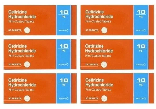 Pack of 180 (6 x 30) ALMUS Branded Cetirizine 10mg Tablets - Almus EasyMeds Pharmacy