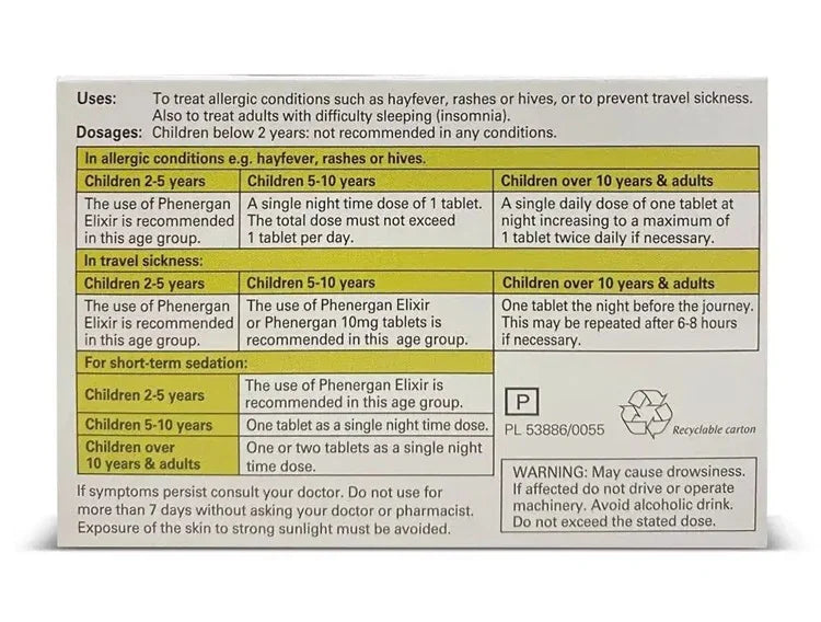 Phenergan 25mg (Promethazine Hydrochloride) | Travel Sickness/Allergies | Pack of 56 Tablets - EasyMeds Pharmacy EasyMeds Pharmacy