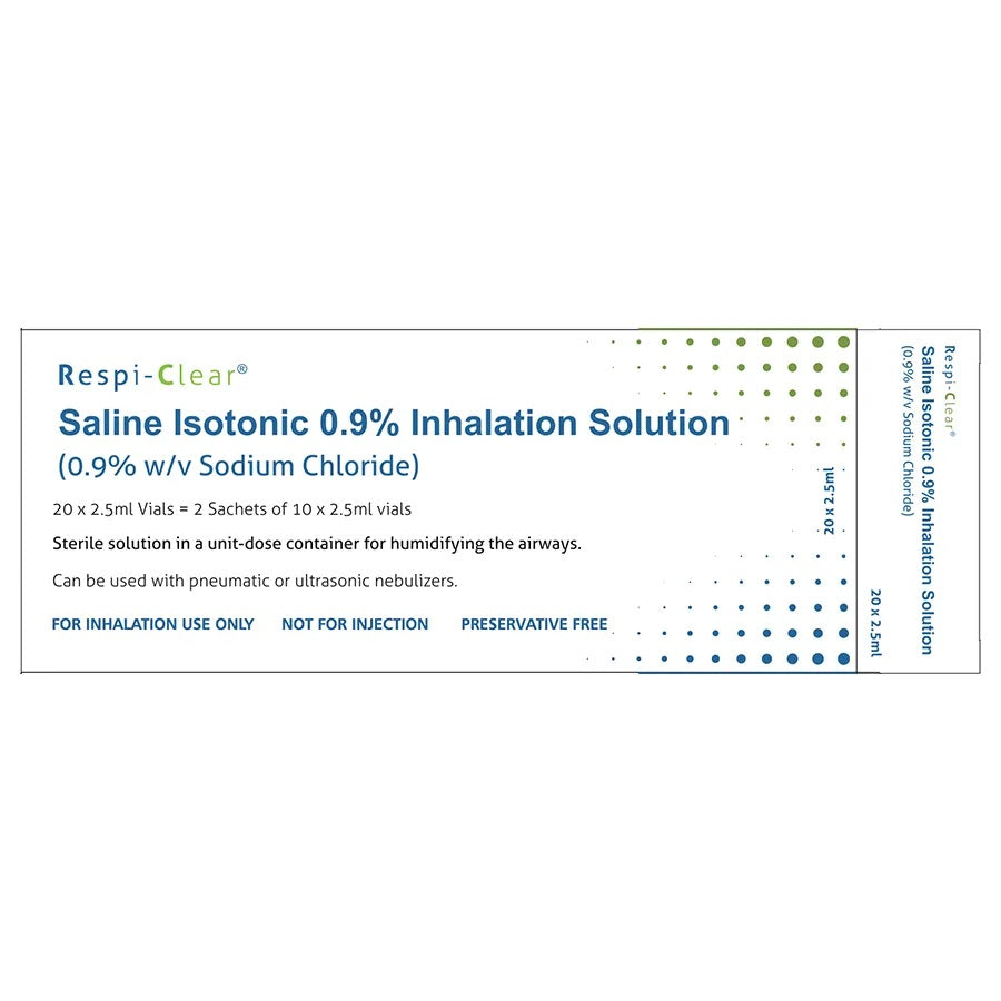 Respi-Clear Isotonic 0.9% Saline Inhalation Solution 2.5ml x 20 - Essential Healthcare EasyMeds Pharmacy