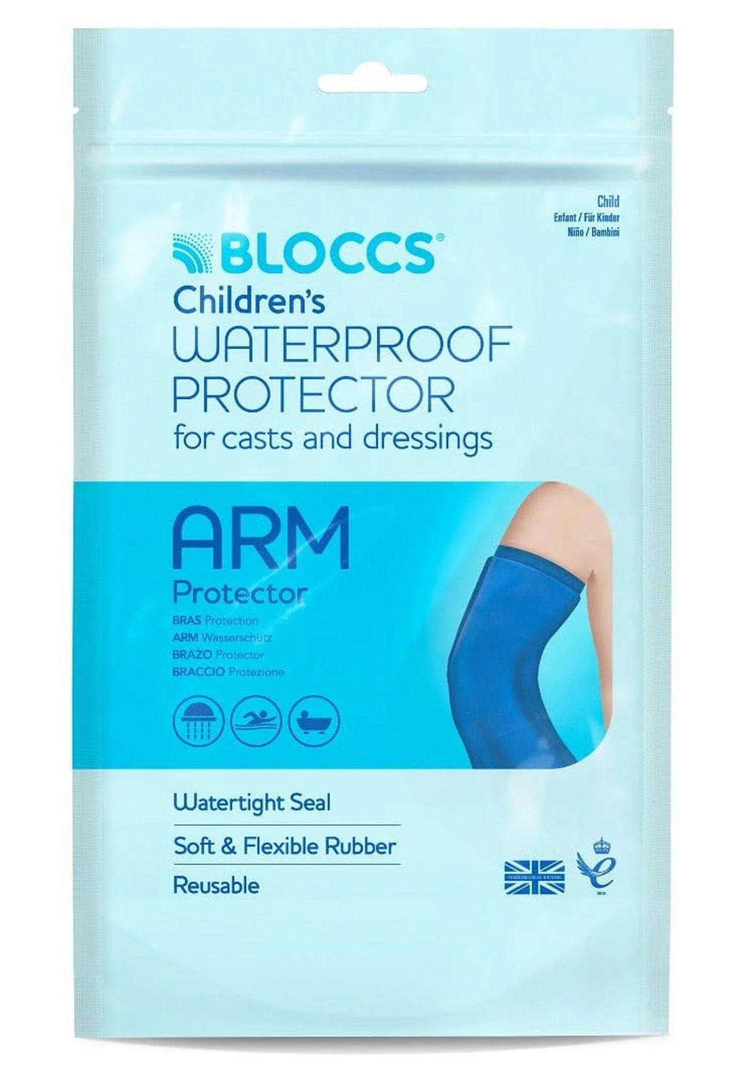 Bloccs Waterproof Protector for Casts and Dressings - Child Full Arm 4-7yrs/SML - Bloccs EasyMeds Pharmacy
