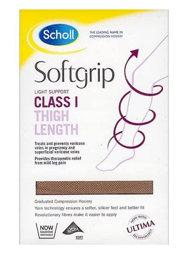 Scholl Softgrip Stockings Class 1 Thigh Length Closed Toe Natural Medium - Scholl EasyMeds Pharmacy