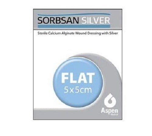 Sorbsan Flat Silver Anti-Microbial dressings 5cm x 5cm (x10)