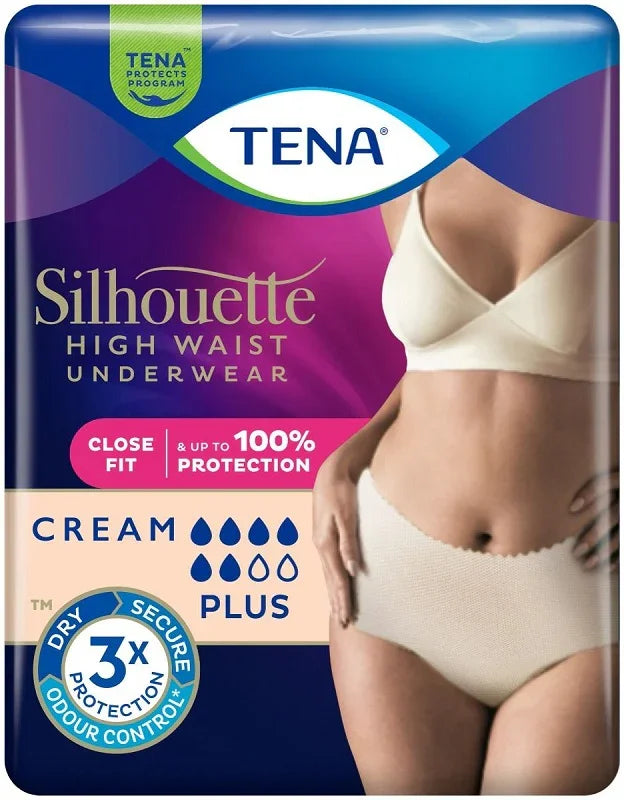 TENA Silhouette Pants Plus Creme Medium Pack of 9 Incontinence Pants