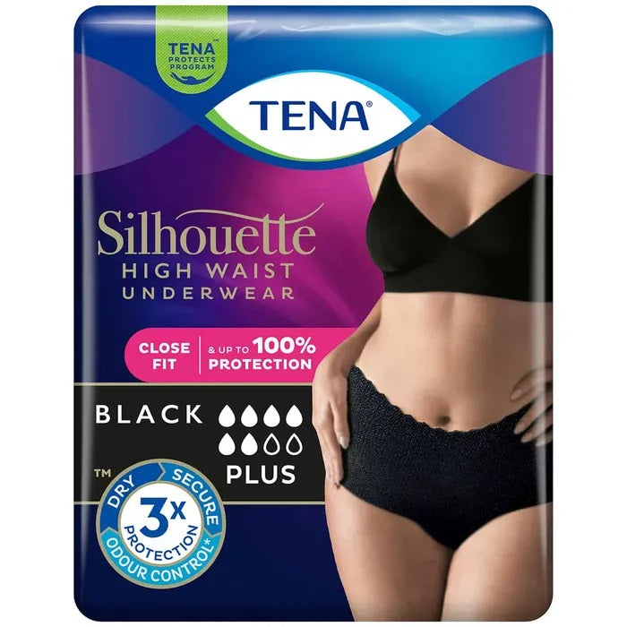TENA Silhouette Incontinence Pants Plus High Waist Black Large x 32 (8 x 4)