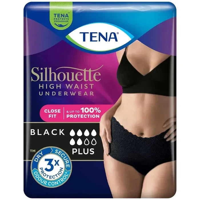 TENA Silhouette Incontinence Pants Plus High Waist Black Large x 32 (8 x 4)
