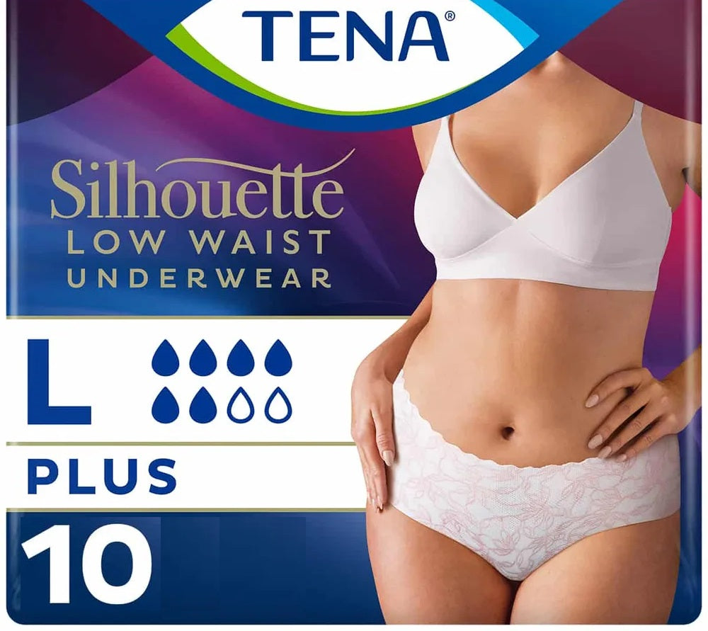 TENA Silhouette Incontinence Pants Plus Low Waist White Large x 60 (10x6)