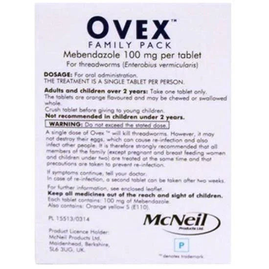 Thread Worm Multi-Pack (4 Tablets) - Ovex EasyMeds Pharmacy