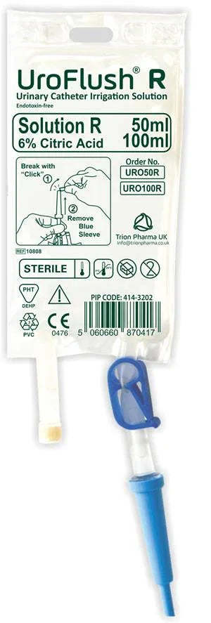 Uroflush R 100ml Cather Maintenance Irrigation Solution 100ml x 10 - Trion Pharma Ltd EasyMeds Pharmacy