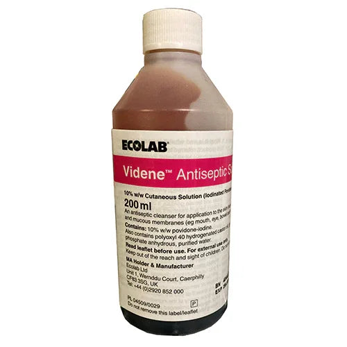 Videne Broad Spectrum Antiseptic Solution 10% 200ml x 24