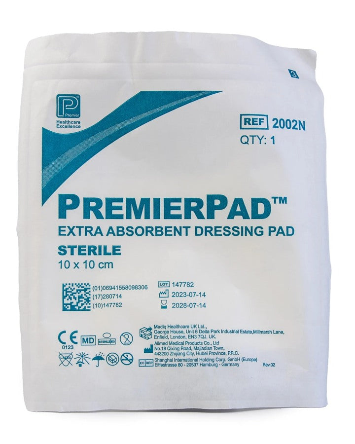 PremierPad 10cm x 10cm sterile dressing individual pouch ref 2002N – supplied as pack of 25