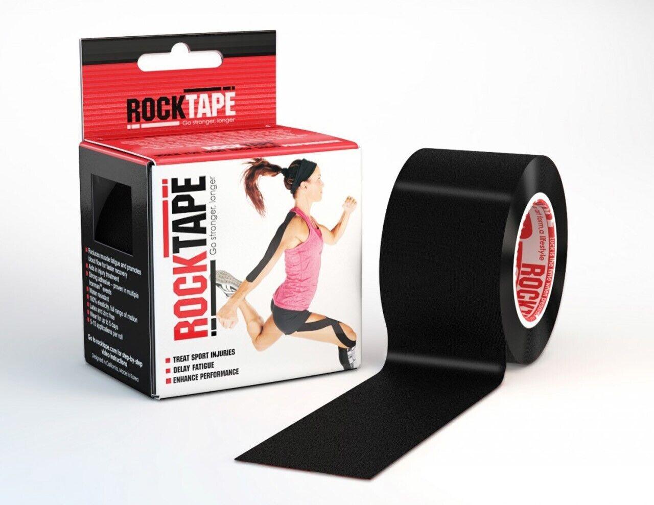 RockTape 5cm x 5m Kinesiology Tape Roll Black - Muscle Support - RockTape EasyMeds Pharmacy