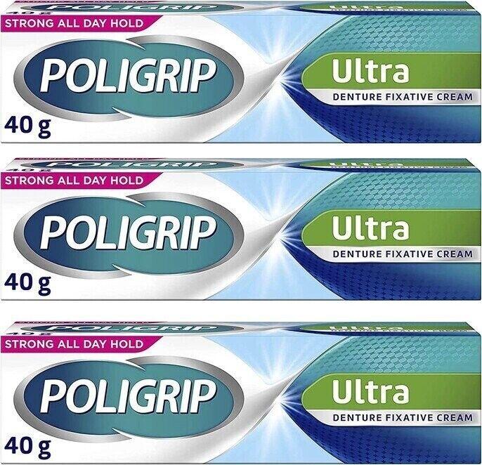 Poligrip Ultra Fresh Denture Adhesive Cream 40g x 3 - Ultra EasyMeds Pharmacy