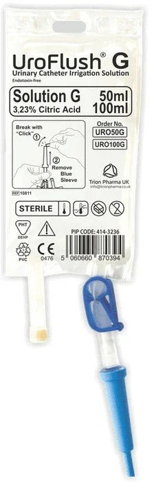 Uroflush G 100ml Cather Maintenance Irrigation Solution 100ml x 10 - Trion Pharma Ltd EasyMeds Pharmacy