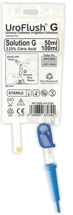 Uroflush G 100ml Cather Maintenance Irrigation Solution 100ml x 6 - Trion Pharma Ltd EasyMeds Pharmacy