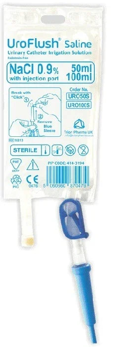 Uroflush S Saline Cather Maintenance Irrigation Solution 50ml x 10 - Optiflo Alternative - Trion Pharma Ltd EasyMeds Pharmacy