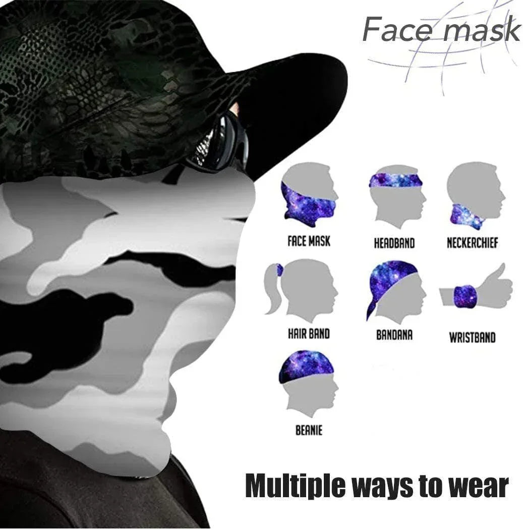 Face Cloth Bandana Neckerchief Wristband - Black Camouflage Breathable Unisex - EasyMeds EasyMeds Pharmacy