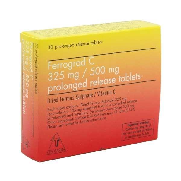 Ferrograd C Prolonged Release Iron Tablets 325mg & Vitamin C - Teofarma EasyMeds Pharmacy