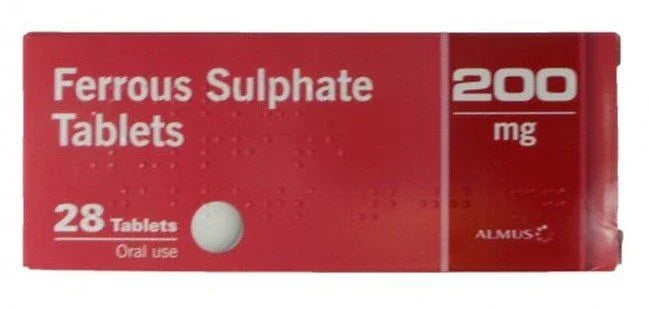 Ferrous Sulphate 200mg Iron Tablets Almus Brand - Packs of 28 Multi Quantity Listing - Almus EasyMeds Pharmacy