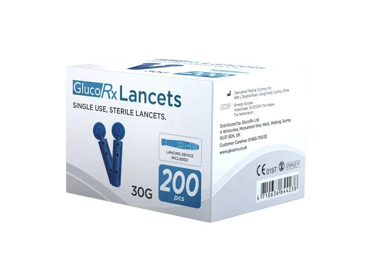 GlucoRx 30G Sterile Lancets x 200 & Free Lancing Device - GlucoRX EasyMeds Pharmacy