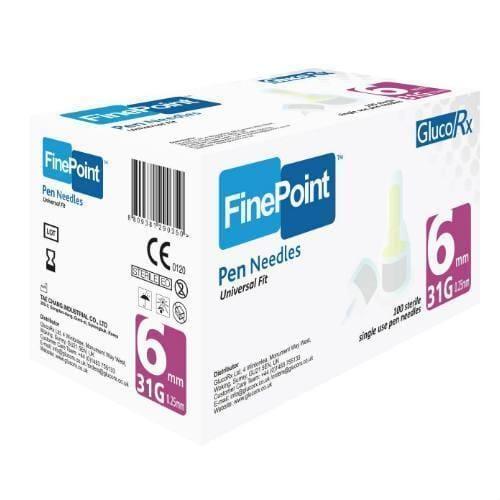 GlucoRx FinePoint Ins Pen Needles x 100 6mm 31G - GlucoRx EasyMeds Pharmacy