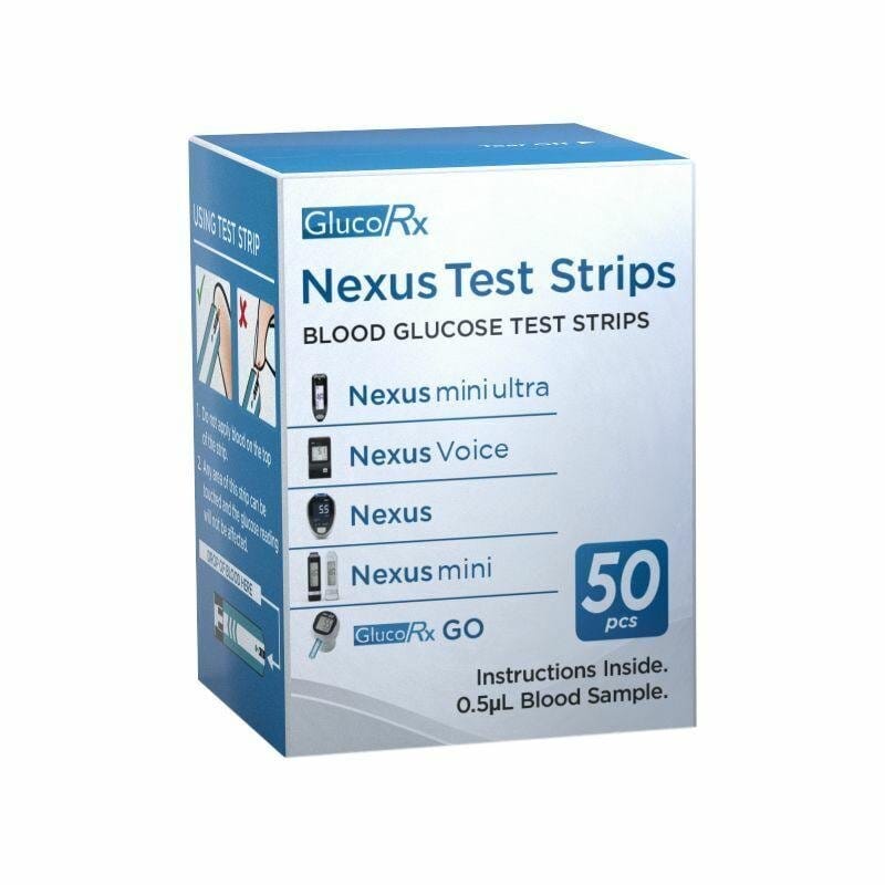 GlucoRx Nexus Blood Glucose Monitoring System Kit & 50 Extra Test Strips - GlucoRx EasyMeds Pharmacy