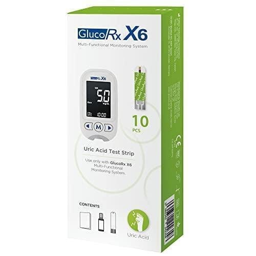 GlucoRx X6 Uric Acid Test Strips (10) - GlucoRx X6 EasyMeds Pharmacy